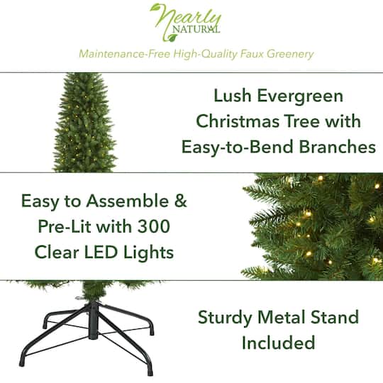 6.5ft. Pre-Lit Green Mountain Pine Artificial Christmas Tree, Clear LED Lights
